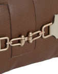 Buckle Cushion Cowhide pattern brown white - vivahabitat.com