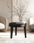 Modern Japandi Black Live Edge Solid Wood Low Table