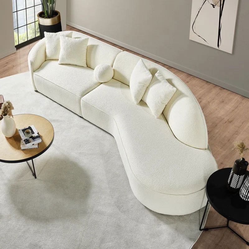 133&quot; Japandi Style Luxury Modern Boucle Fabric Curvy Sectional Couch -USA only- - vivahabitat.com