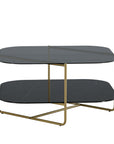 Venture Home un-line Sofa Table Brushed Brass/Smoked Glass/black Glass Marble - vivahabitat.com