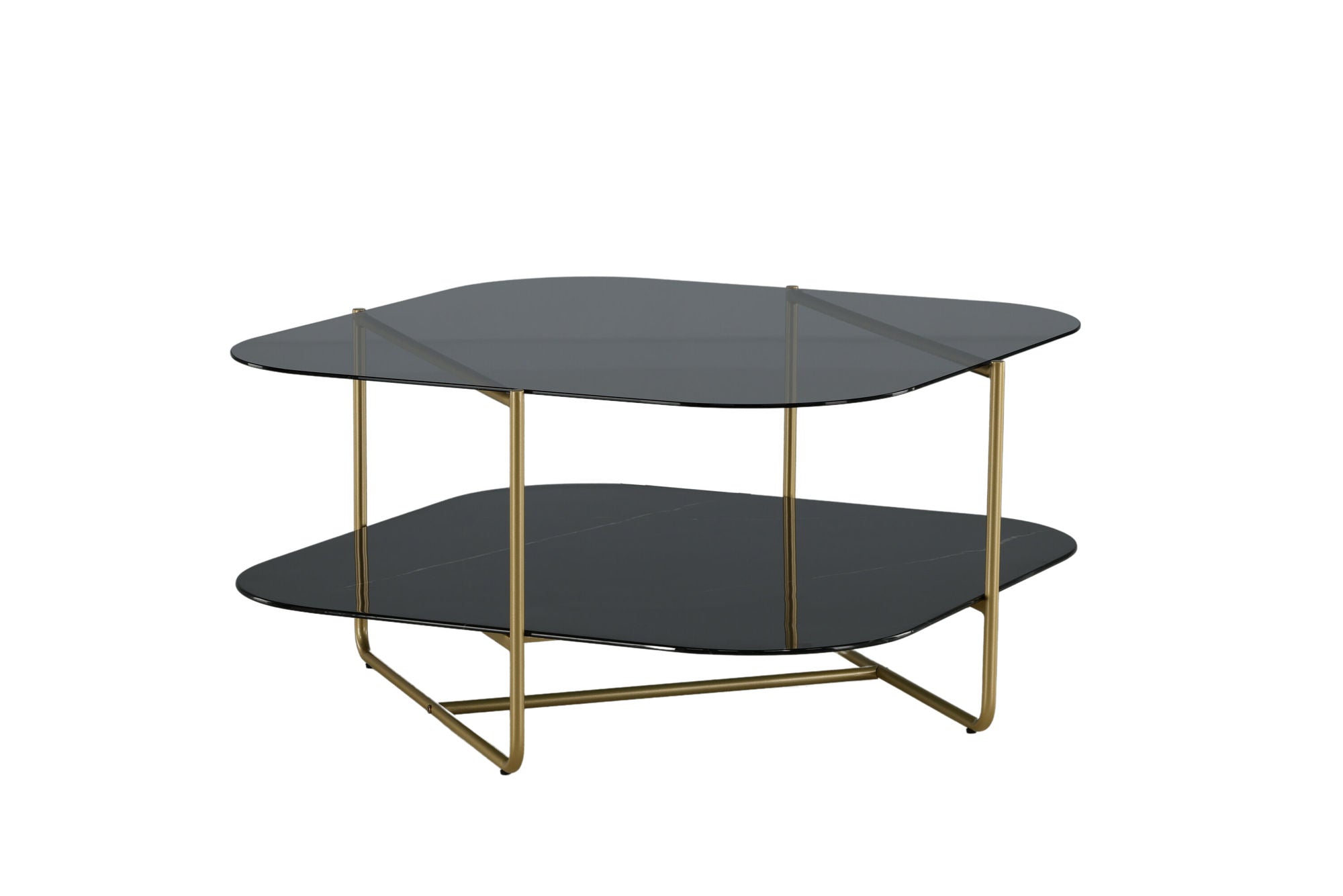 Venture Home un-line Sofa Table Brushed Brass/Smoked Glass/black Glass Marble - vivahabitat.com