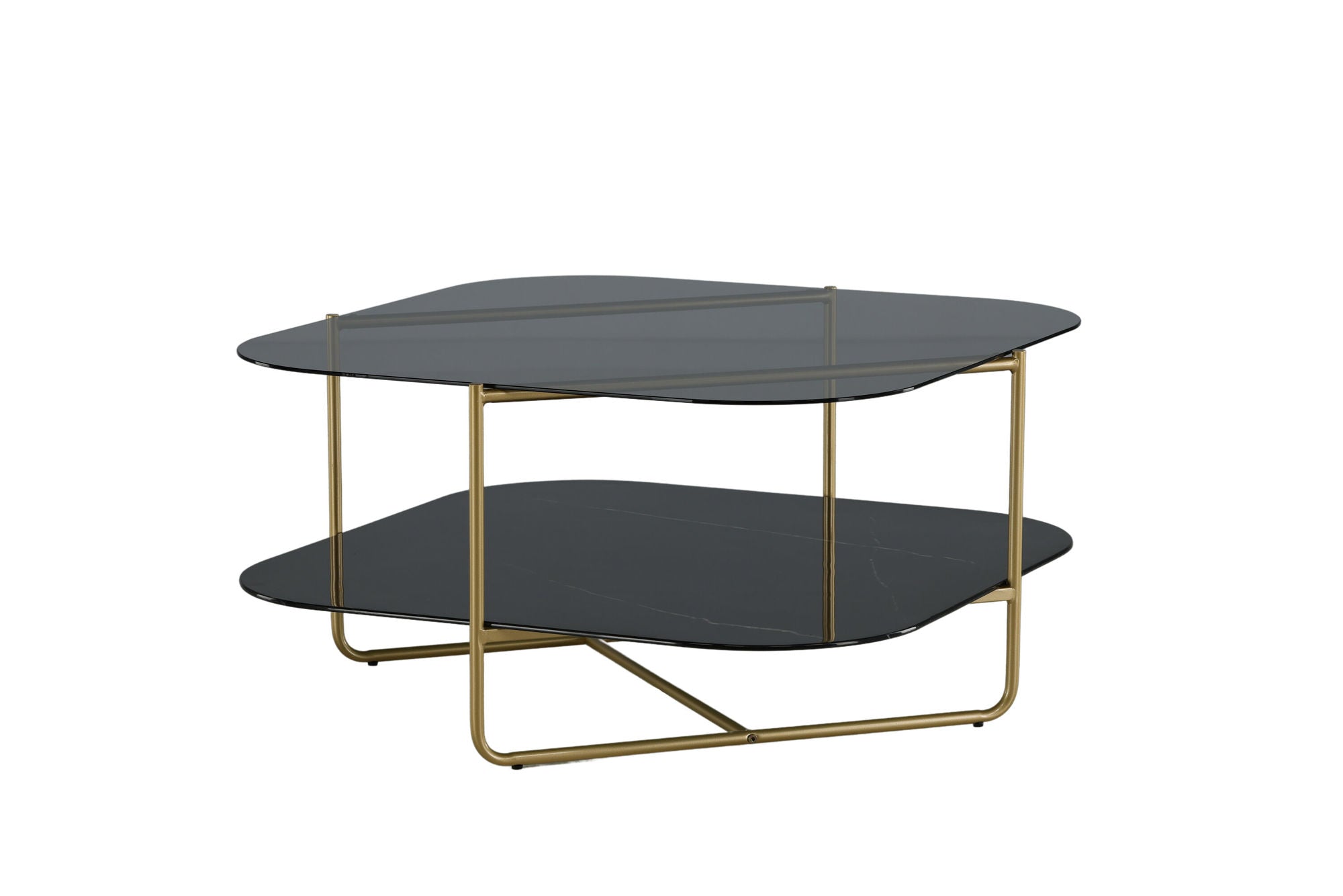 Venture Home un-line Sofa Table Brushed Brass/Smoked Glass/black Glass Marble - vivahabitat.com