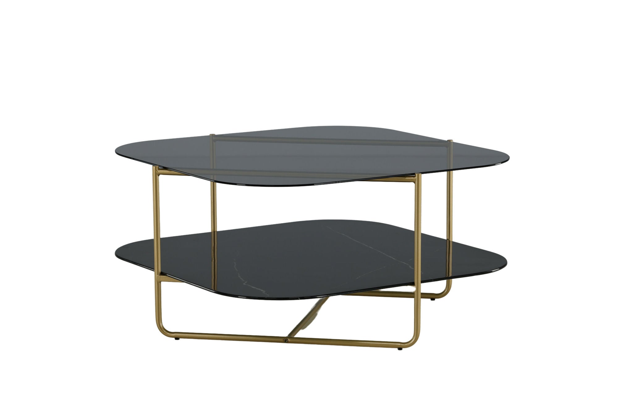 Venture Home un-line Sofa Table Brushed Brass/Smoked Glass/black Glass Marble - vivahabitat.com