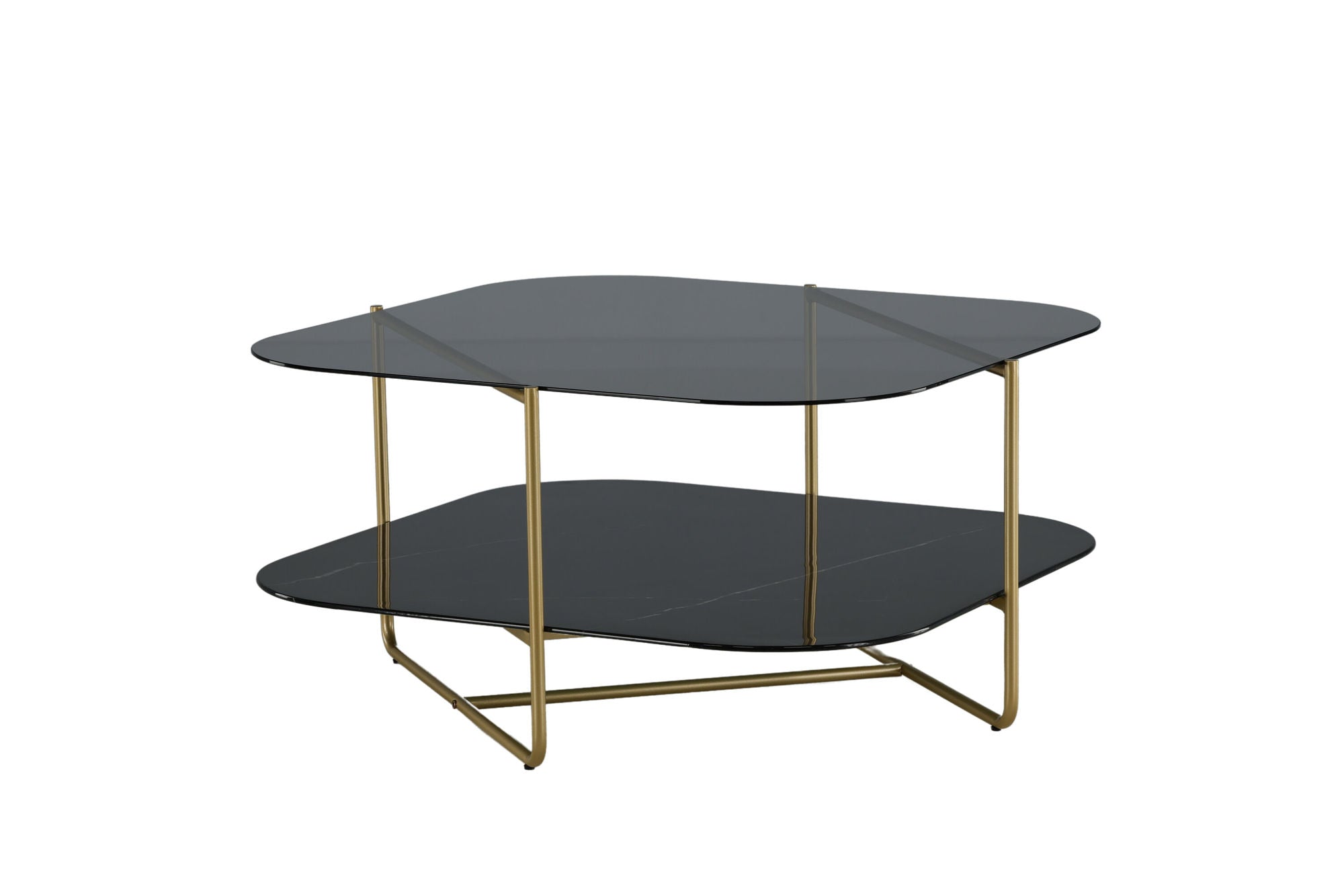 Venture Home un-line Sofa Table Brushed Brass/Smoked Glass/black Glass Marble - vivahabitat.com