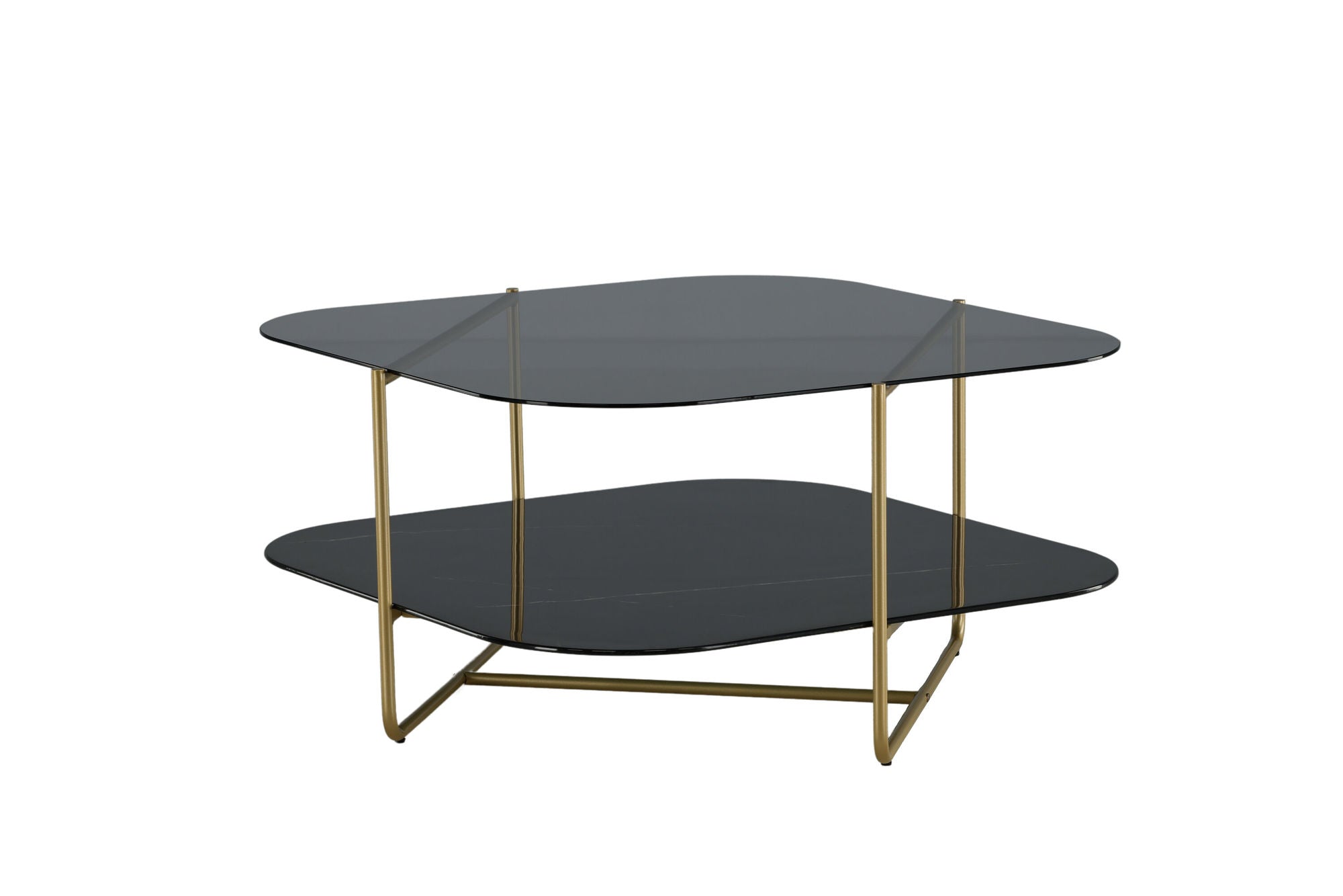 Venture Home un-line Sofa Table Brushed Brass/Smoked Glass/black Glass Marble - vivahabitat.com