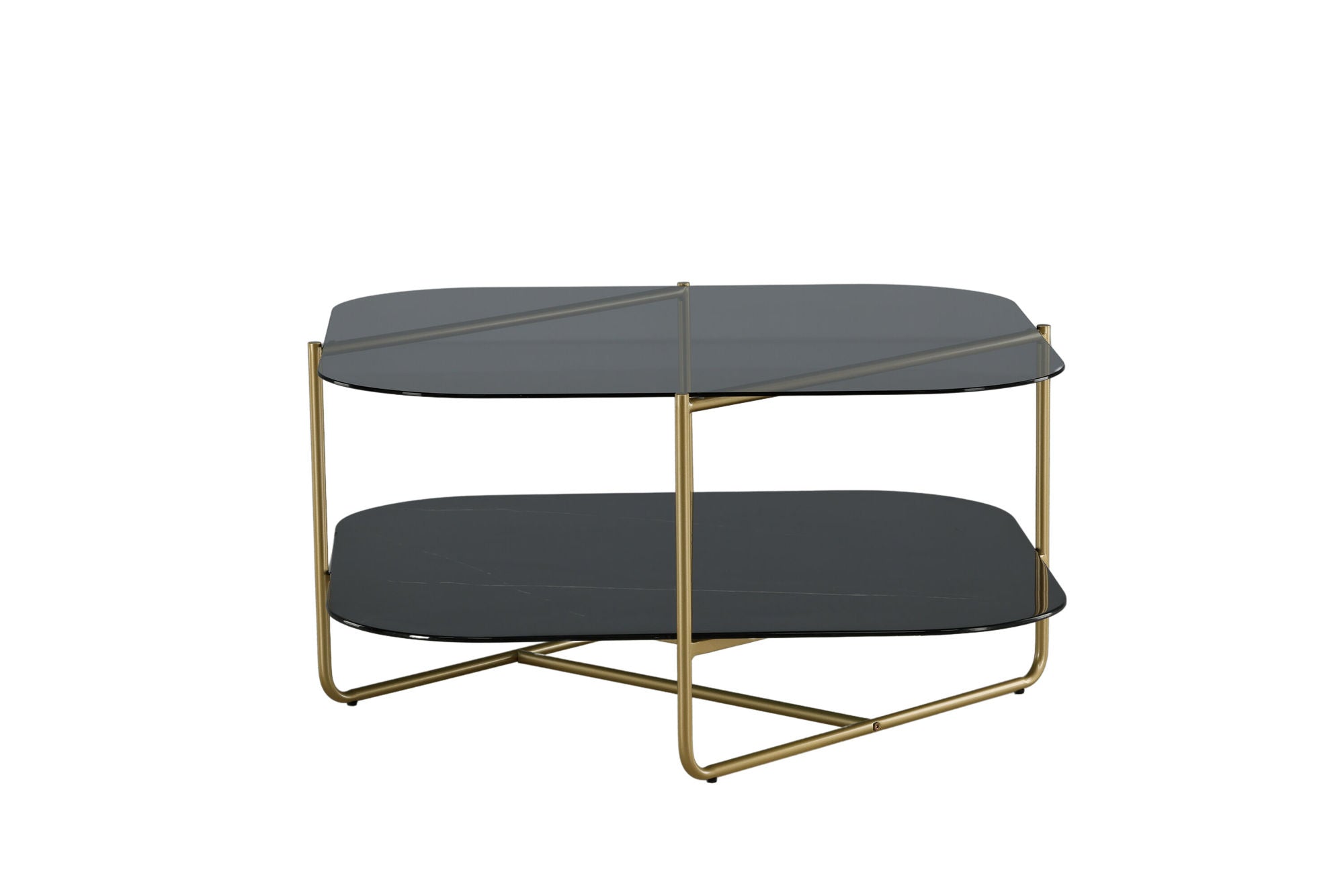 Venture Home un-line Sofa Table Brushed Brass/Smoked Glass/black Glass Marble - vivahabitat.com