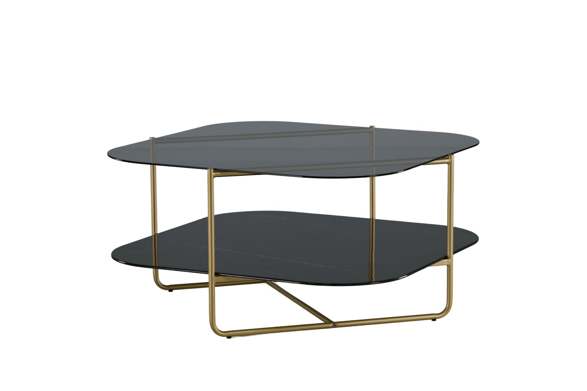 Venture Home un-line Sofa Table Brushed Brass/Smoked Glass/black Glass Marble - vivahabitat.com