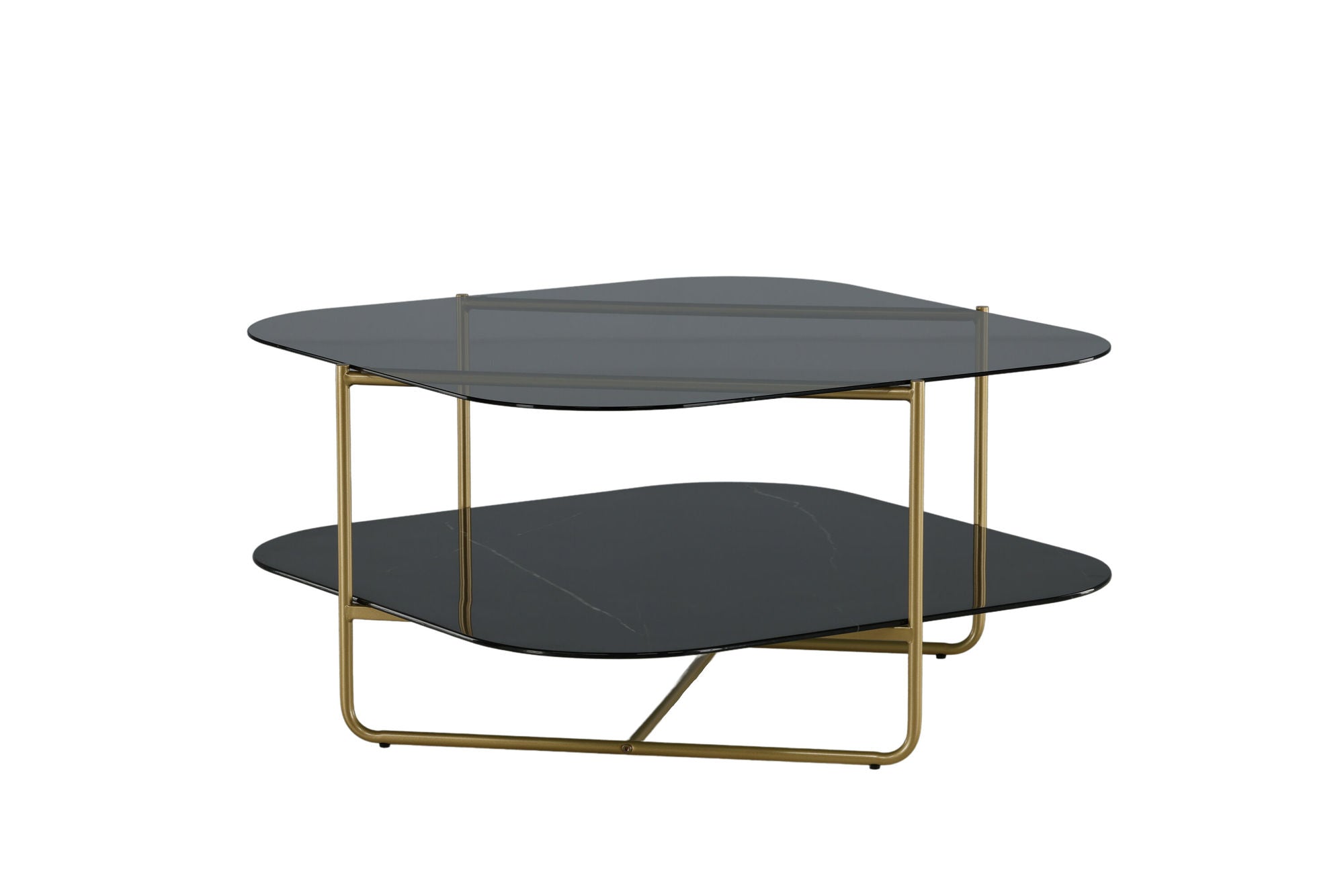 Venture Home un-line Sofa Table Brushed Brass/Smoked Glass/black Glass Marble - vivahabitat.com