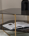 Venture Home un-line Sofa Table Brushed Brass/Smoked Glass/black Glass Marble - vivahabitat.com