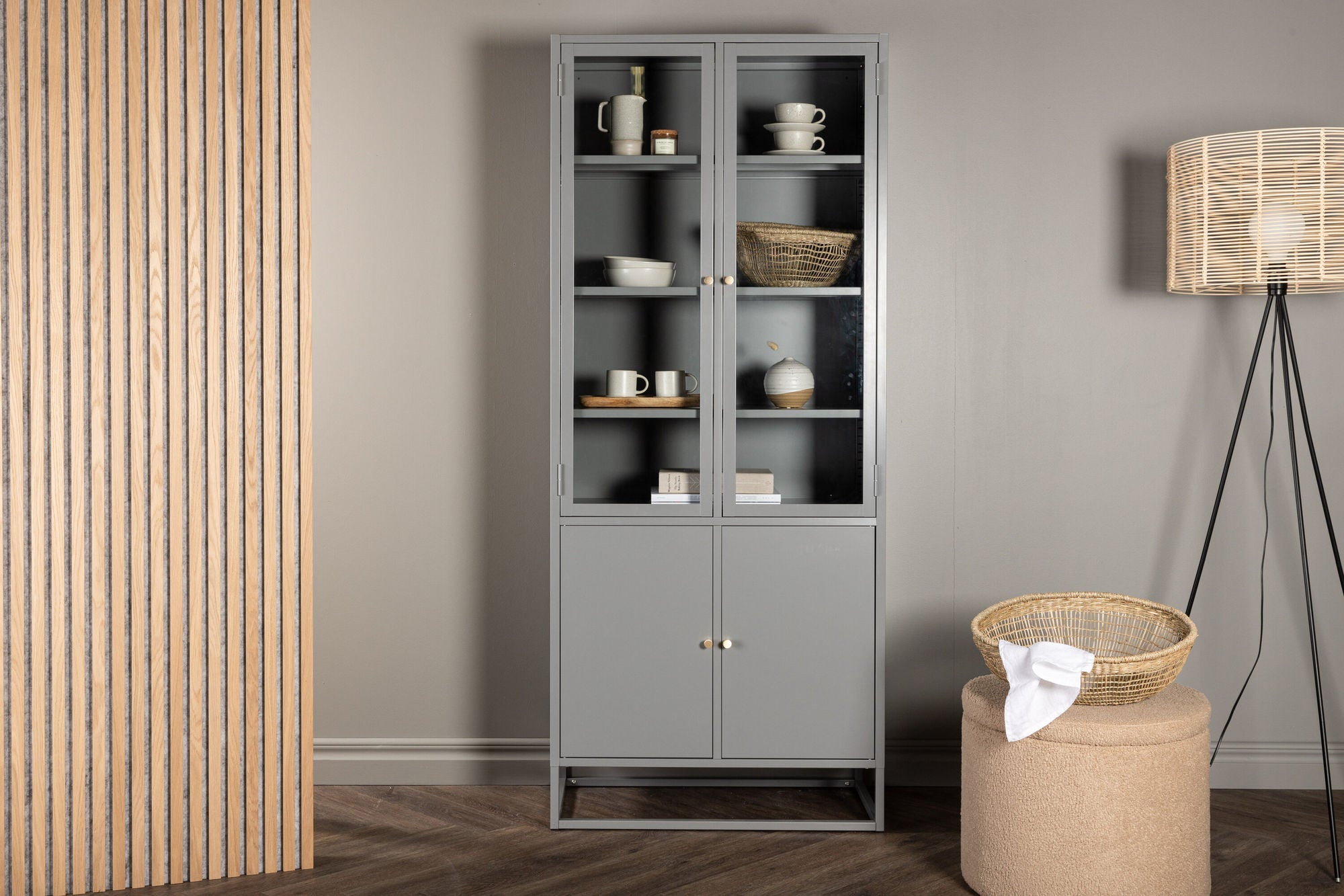 Venture Home Bakal Covered Book Case - Light Grey - vivahabitat.com