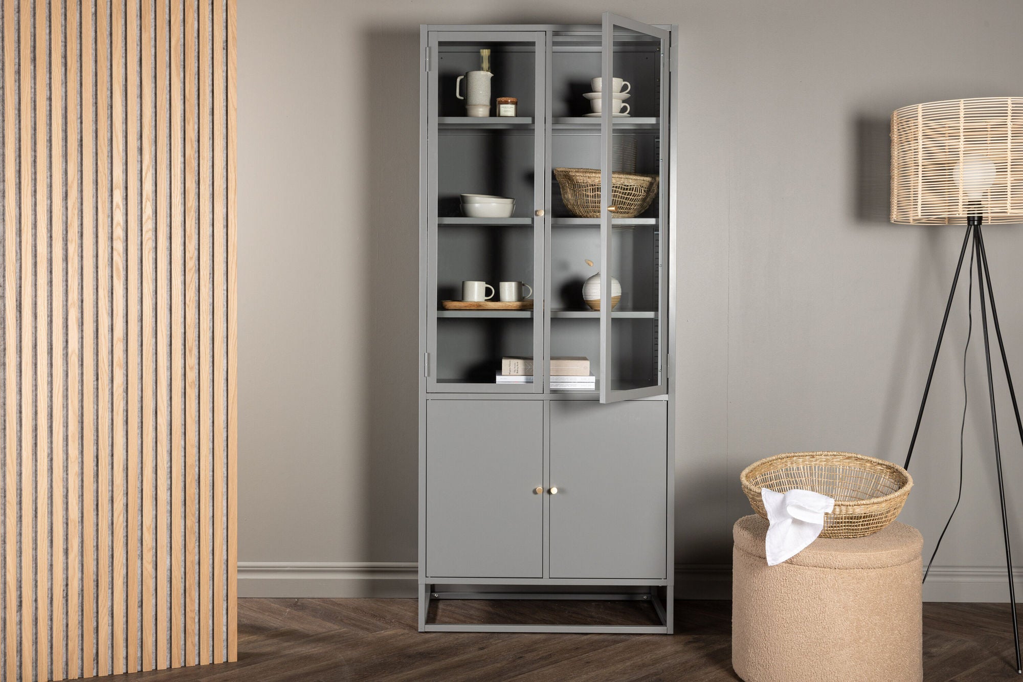 Venture Home Bakal Covered Book Case - Light Grey - vivahabitat.com