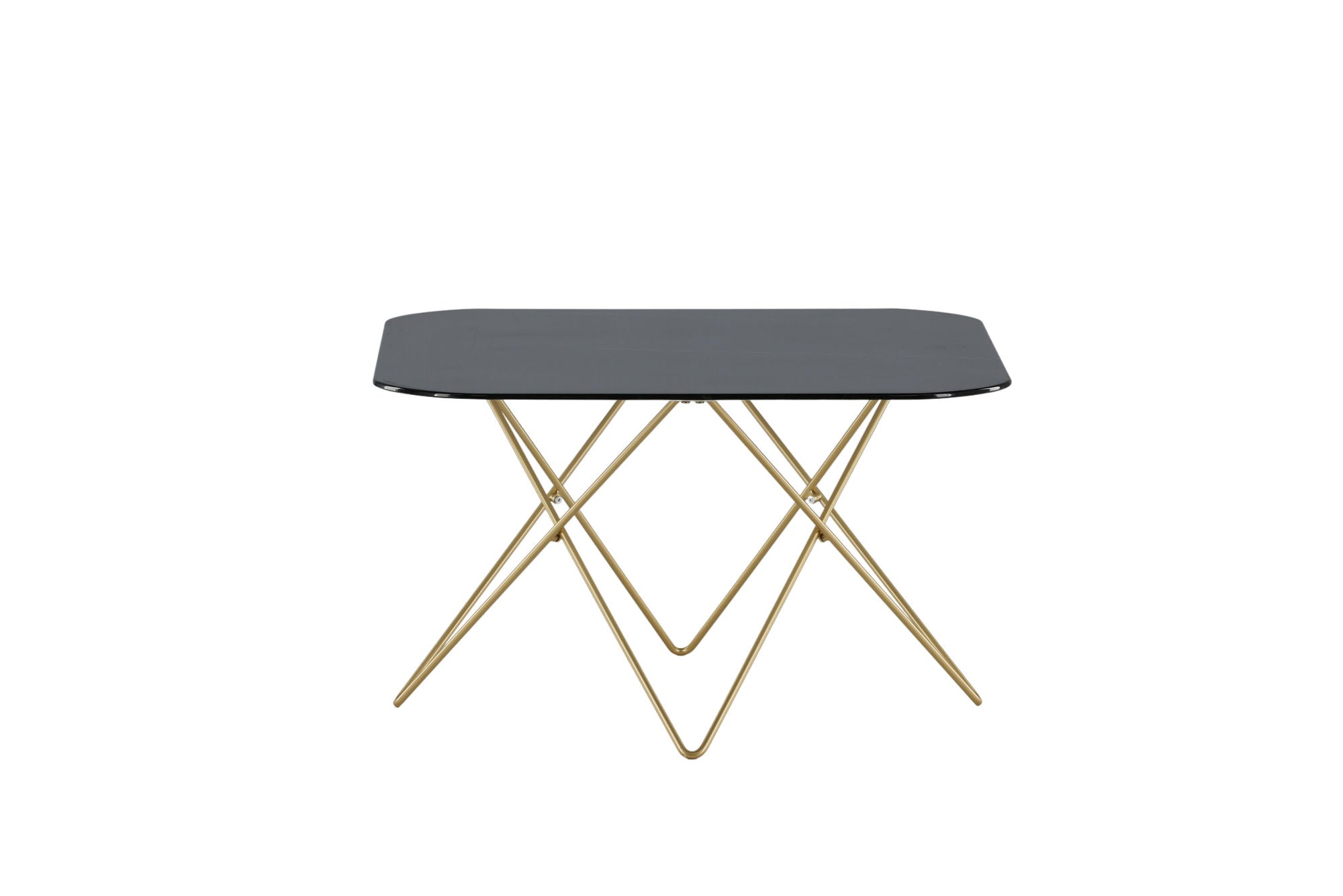 Venture Home Tristar Coffee Table - Brushed Brass / Black glass Marble - vivahabitat.com