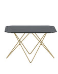 Venture Home Tristar Coffee Table - Brushed Brass / Black glass Marble - vivahabitat.com