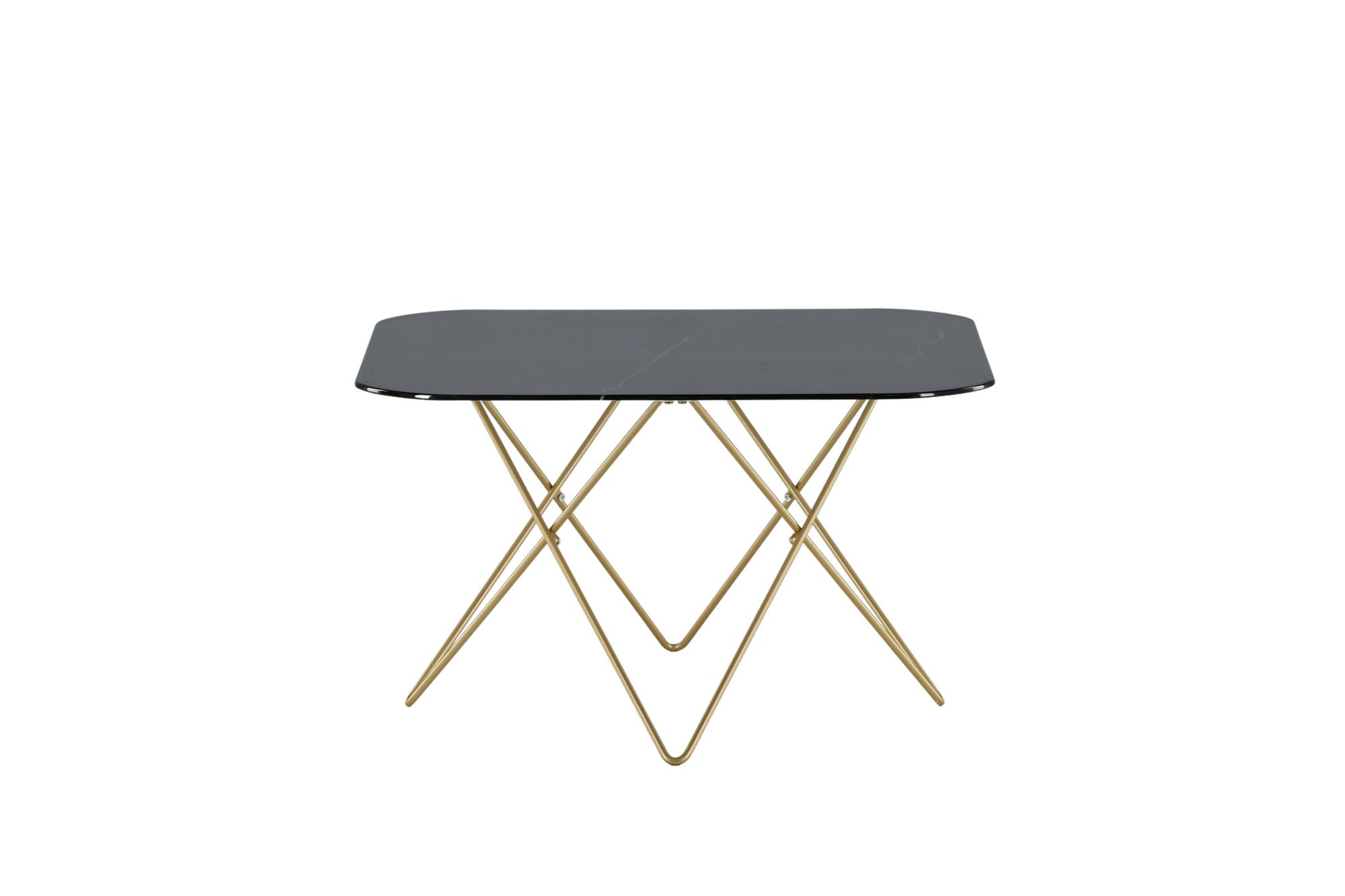 Venture Home Tristar Coffee Table - Brushed Brass / Black glass Marble - vivahabitat.com