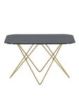 Venture Home Tristar Coffee Table - Brushed Brass / Black glass Marble - vivahabitat.com