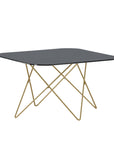 Venture Home Tristar Coffee Table - Brushed Brass / Black glass Marble - vivahabitat.com