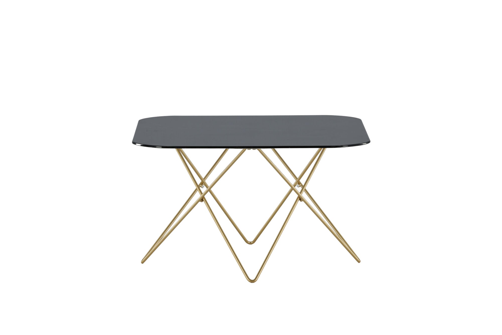 Venture Home Tristar Coffee Table - Brushed Brass / Black glass Marble - vivahabitat.com