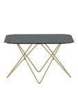 Venture Home Tristar Coffee Table - Brushed Brass / Black glass Marble - vivahabitat.com