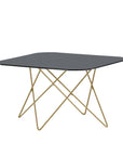 Venture Home Tristar Coffee Table - Brushed Brass / Black glass Marble - vivahabitat.com