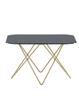 Venture Home Tristar Coffee Table - Brushed Brass / Black glass Marble - vivahabitat.com