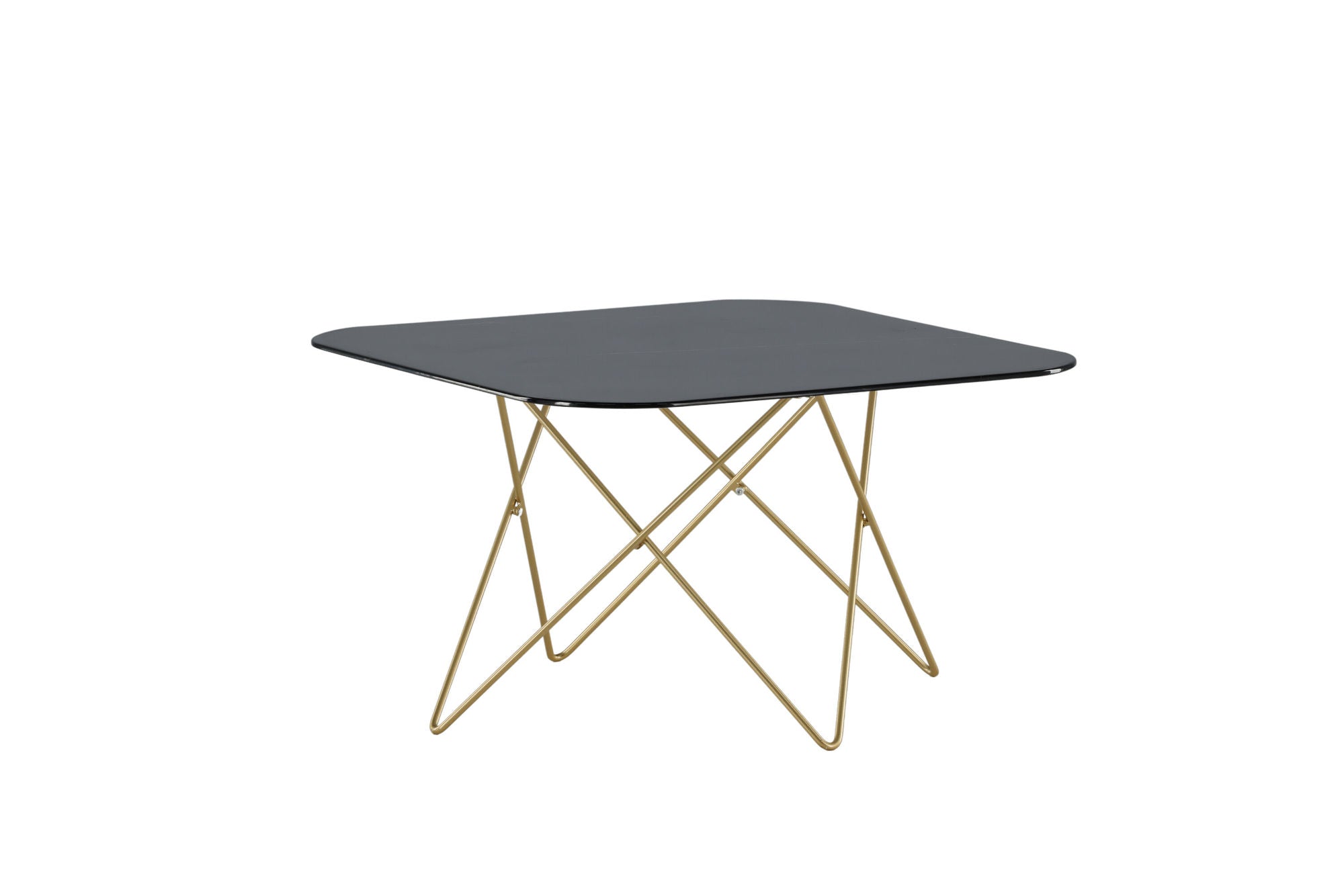 Venture Home Tristar Coffee Table - Brushed Brass / Black glass Marble - vivahabitat.com