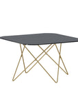 Venture Home Tristar Coffee Table - Brushed Brass / Black glass Marble - vivahabitat.com