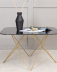 Venture Home Tristar Coffee Table - Brushed Brass / Black glass Marble - vivahabitat.com