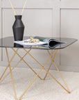 Venture Home Tristar Coffee Table - Brushed Brass / Black glass Marble - vivahabitat.com