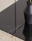 Venture Home Tristar Coffee Table - Brushed Brass / Black glass Marble - vivahabitat.com