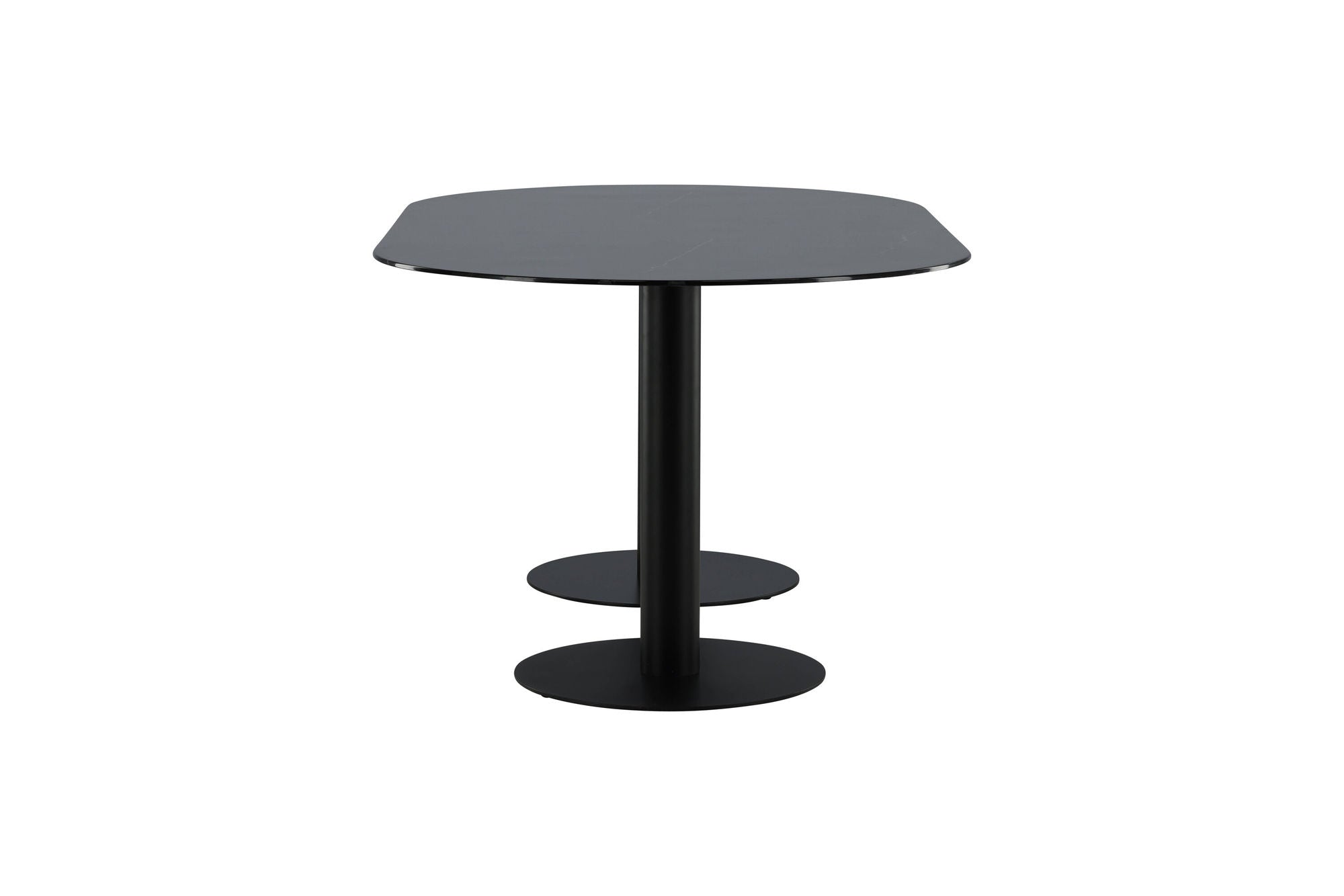 Venture Home Pillan Oval Dining Table - Black / Black Glass Marble - vivahabitat.com