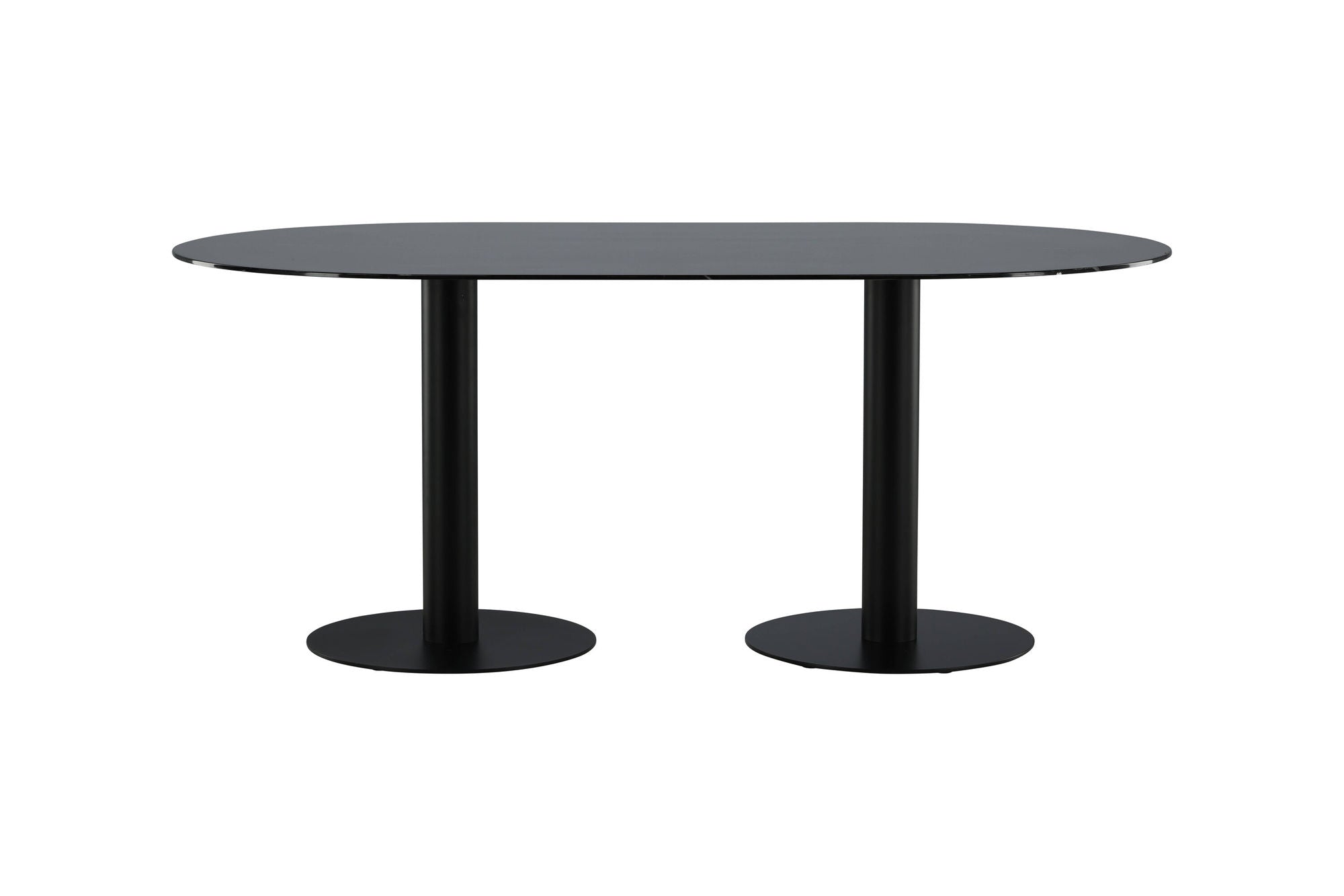 Venture Home Pillan Oval Dining Table - Black / Black Glass Marble - vivahabitat.com