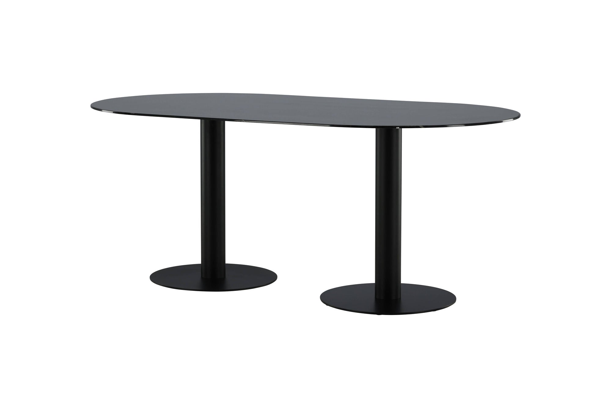 Venture Home Pillan Oval Dining Table - Black / Black Glass Marble - vivahabitat.com