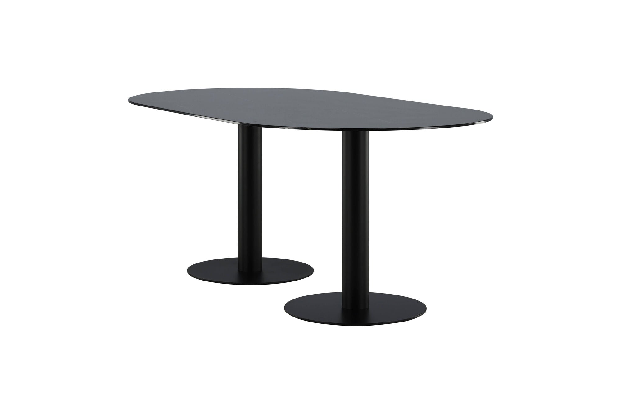 Venture Home Pillan Oval Dining Table - Black / Black Glass Marble - vivahabitat.com