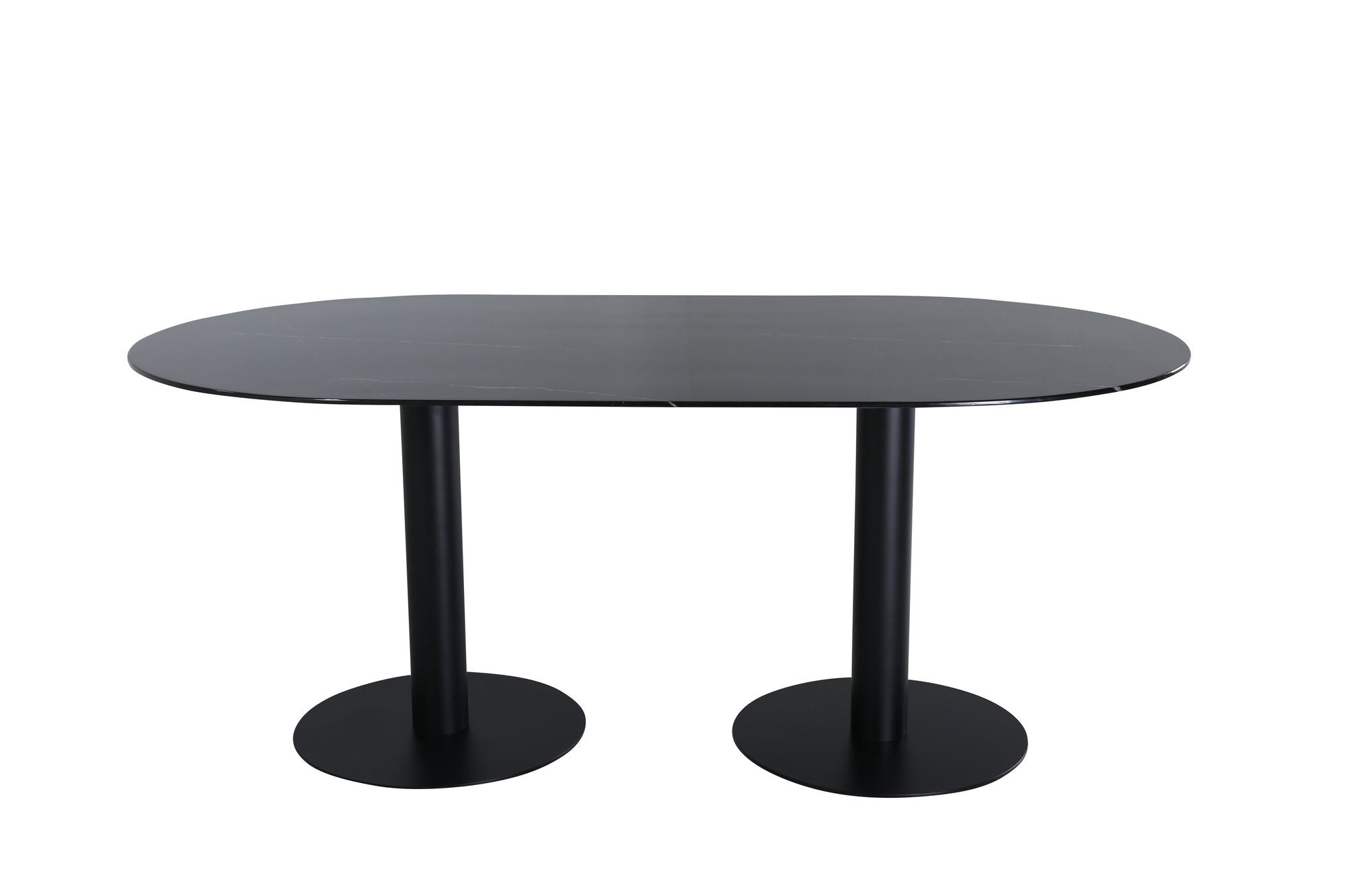 Venture Home Pillan Oval Dining Table - Black / Black Glass Marble - vivahabitat.com