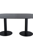 Venture Home Pillan Oval Dining Table - Black / Black Glass Marble - vivahabitat.com