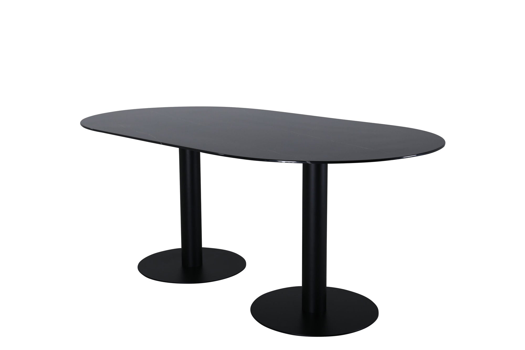 Venture Home Pillan Oval Dining Table - Black / Black Glass Marble - vivahabitat.com