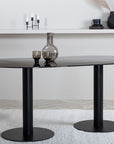 Venture Home Pillan Oval Dining Table - Black / Black Glass Marble - vivahabitat.com