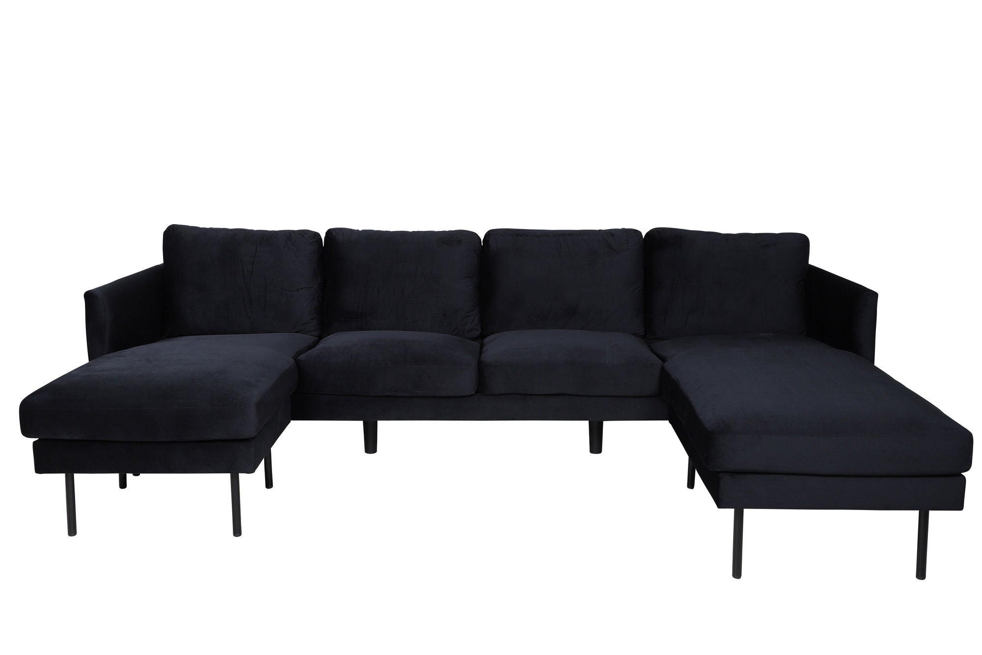 Venture Home Zoom U-Sofa - Black / Black Velvet - vivahabitat.com