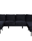 Venture Home Zoom U-Sofa - Black / Black Velvet - vivahabitat.com