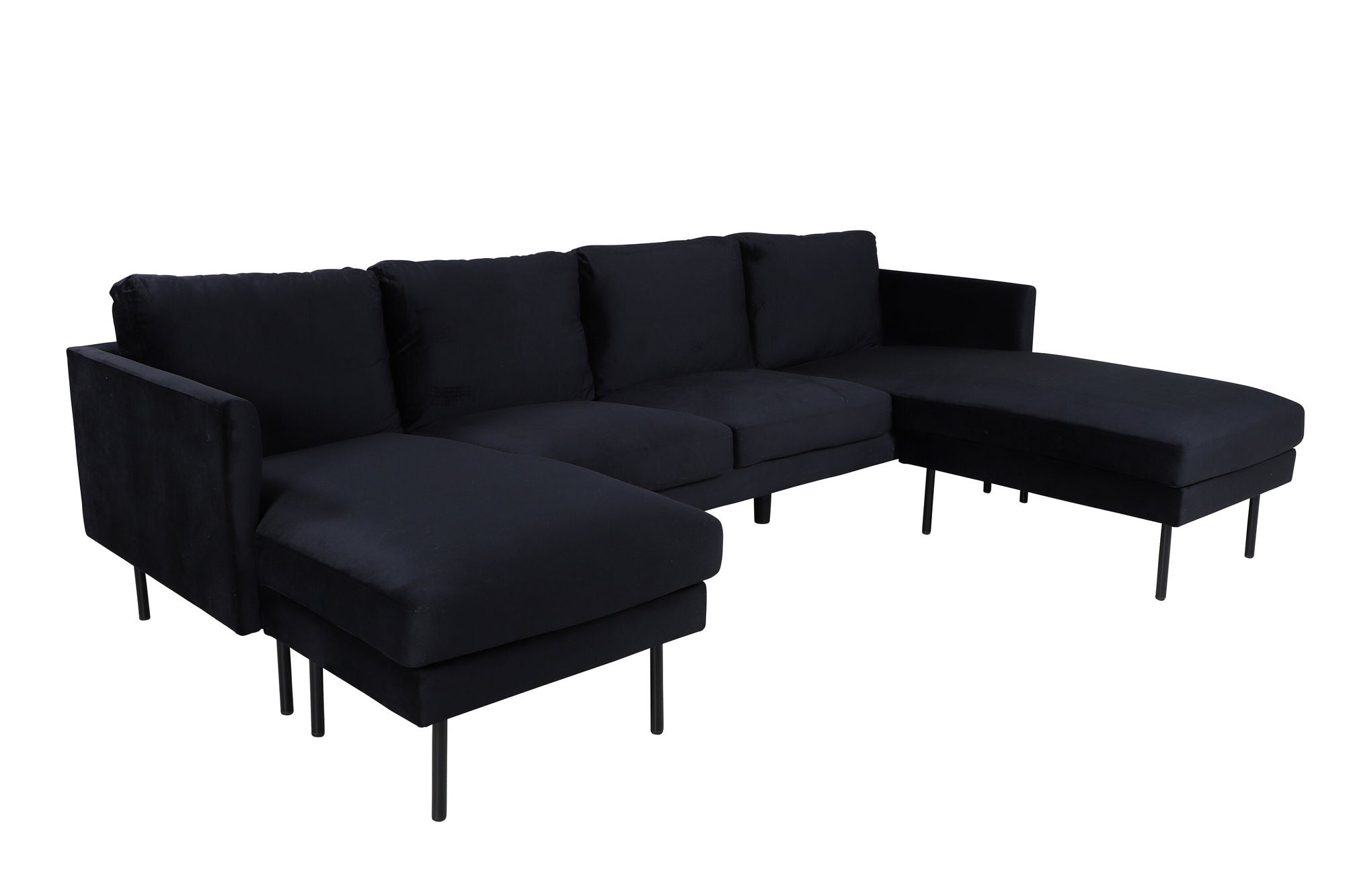 Venture Home Zoom U-Sofa - Black / Black Velvet - vivahabitat.com