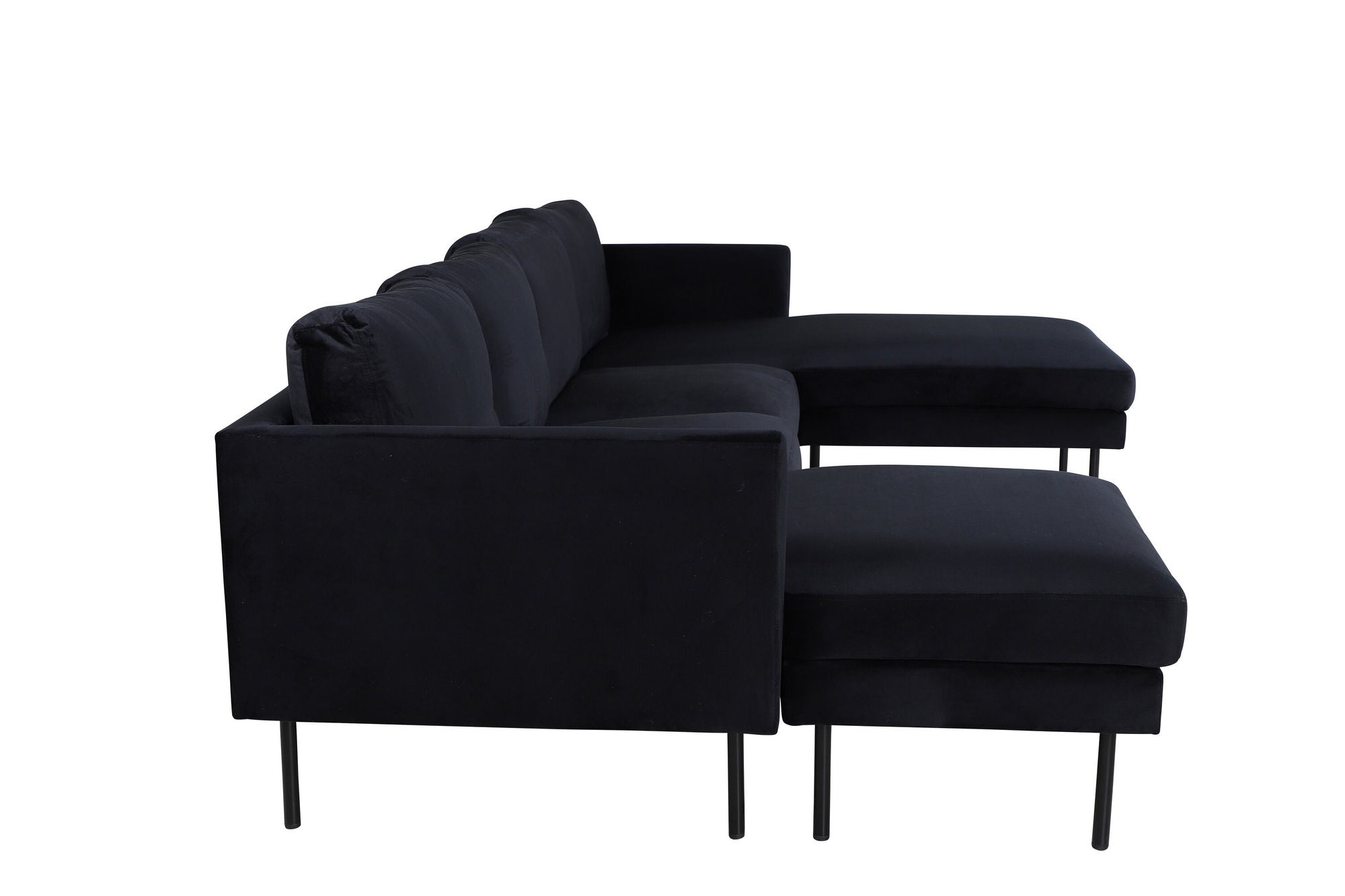 Venture Home Zoom U-Sofa - Black / Black Velvet - vivahabitat.com