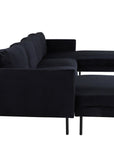 Venture Home Zoom U-Sofa - Black / Black Velvet - vivahabitat.com