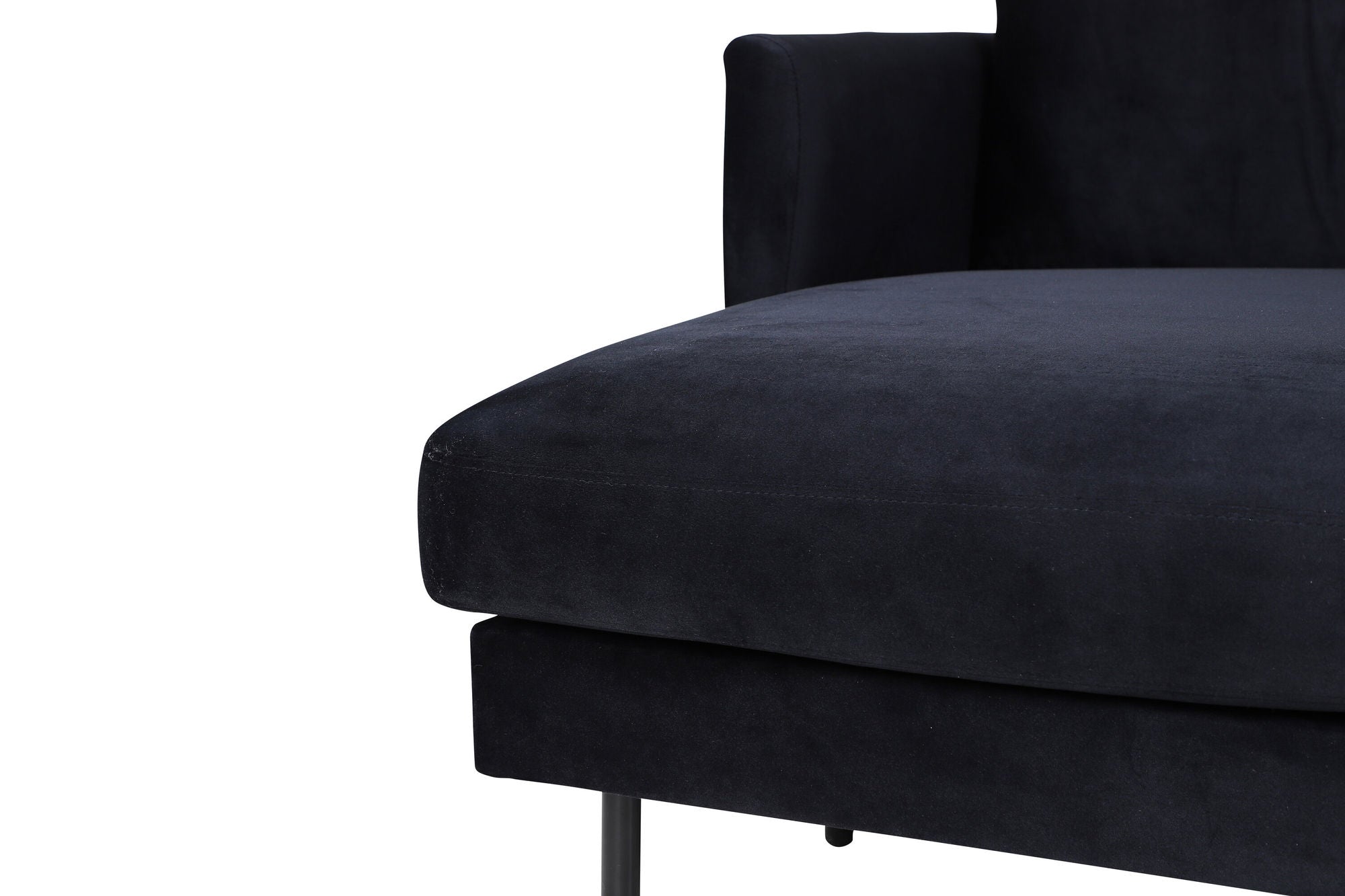 Venture Home Zoom U-Sofa - Black / Black Velvet - vivahabitat.com