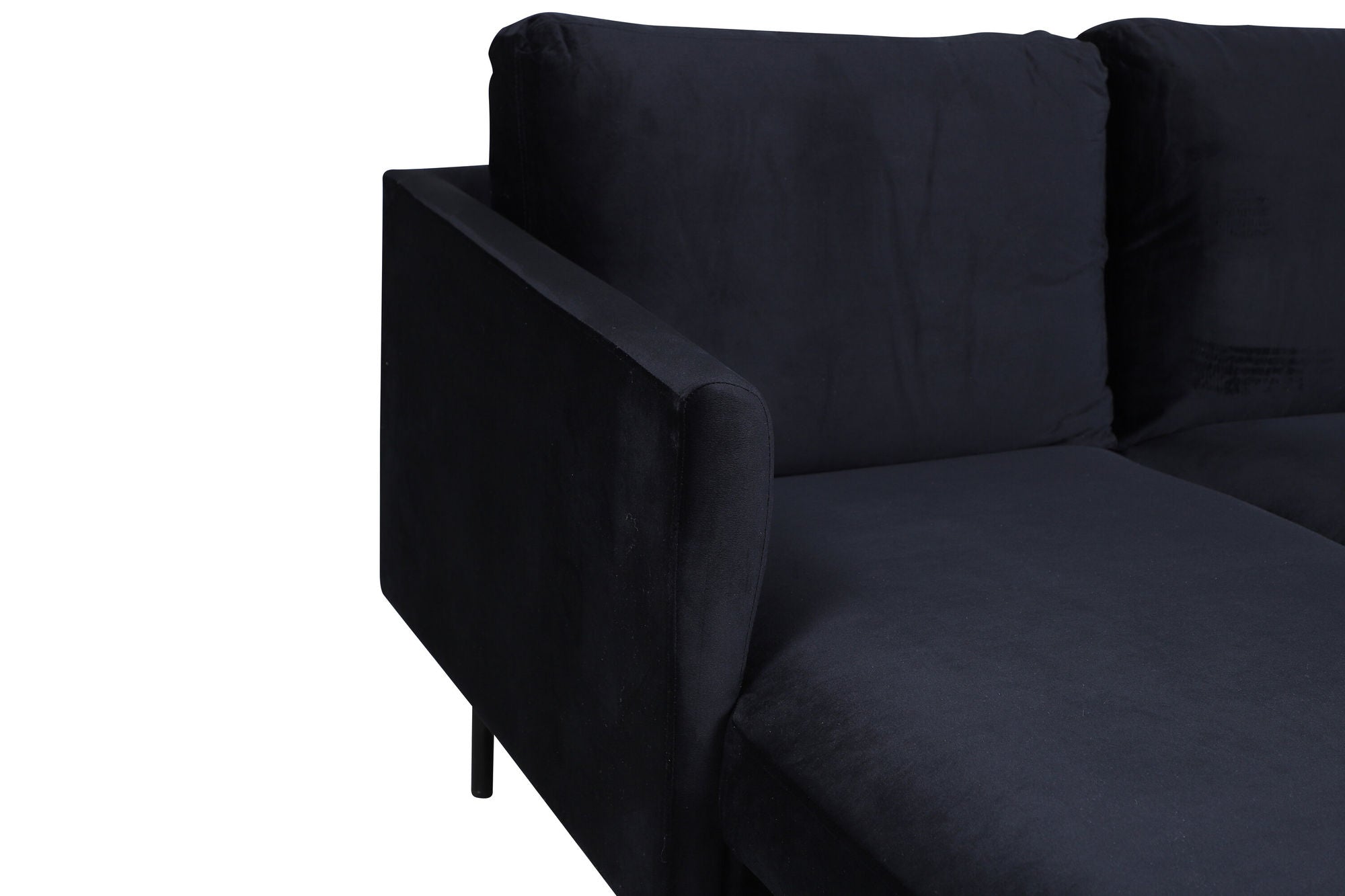 Venture Home Zoom U-Sofa - Black / Black Velvet - vivahabitat.com