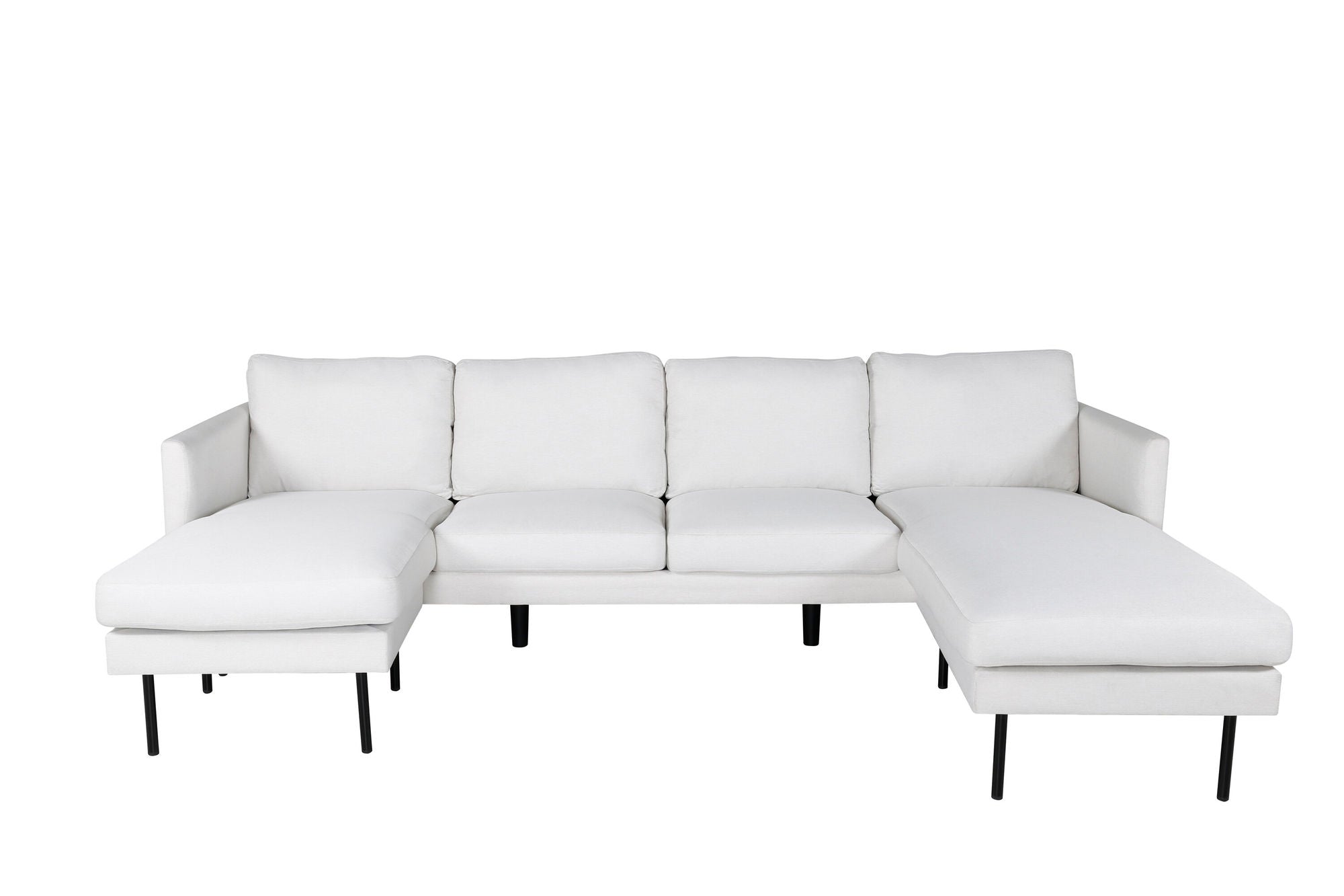 Venture Home Zoom U-Sofa - Black / Light Beige Fabric - vivahabitat.com