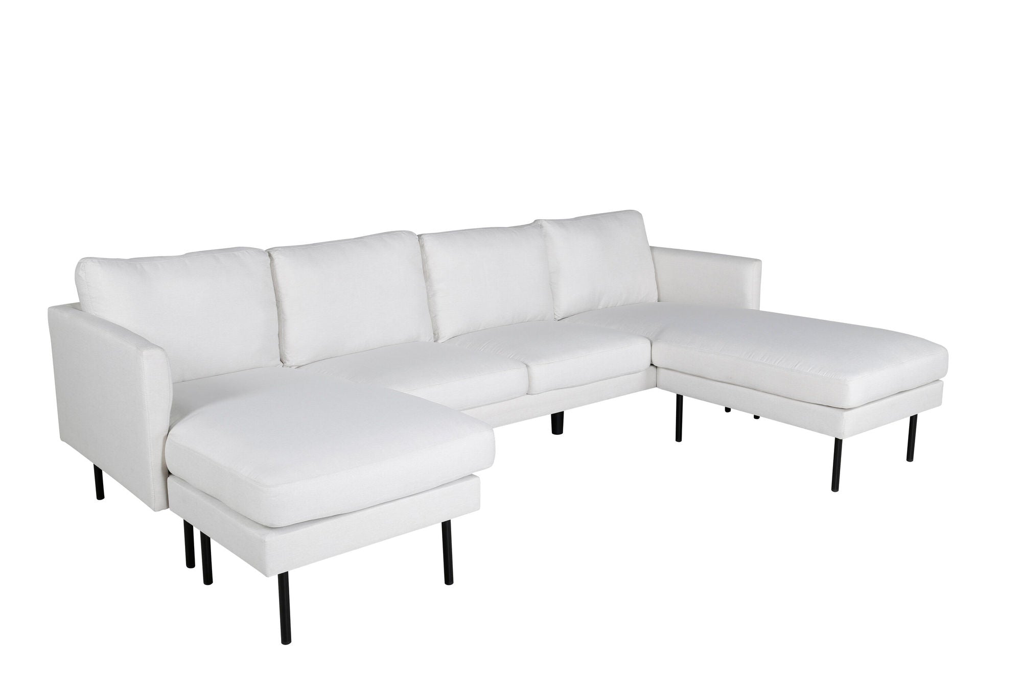 Venture Home Zoom U-Sofa - Black / Light Beige Fabric - vivahabitat.com