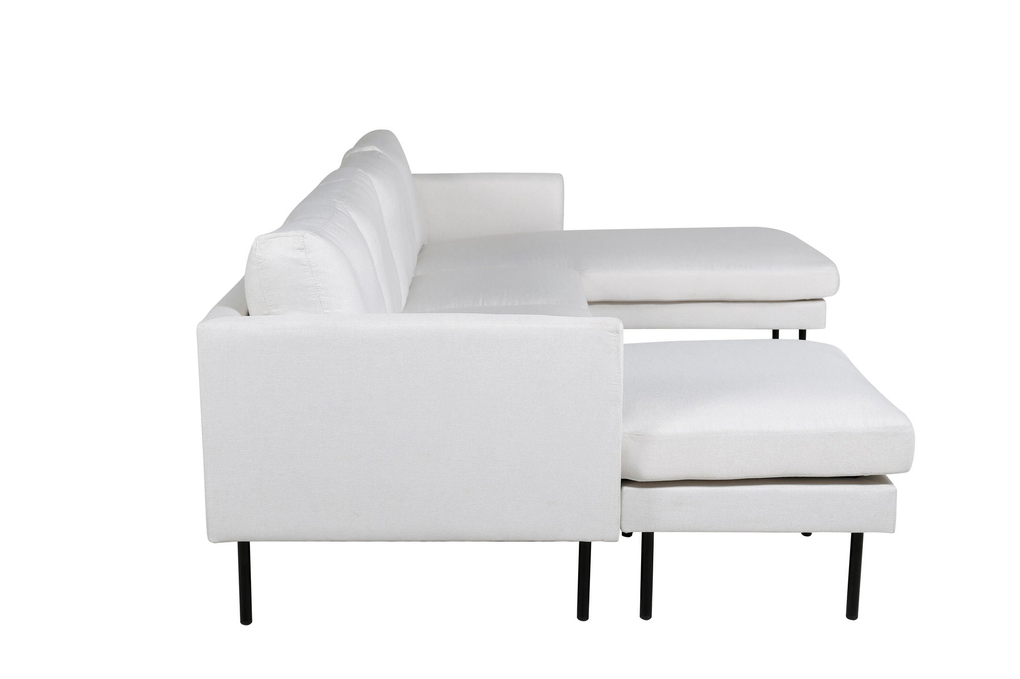 Venture Home Zoom U-Sofa - Black / Light Beige Fabric - vivahabitat.com