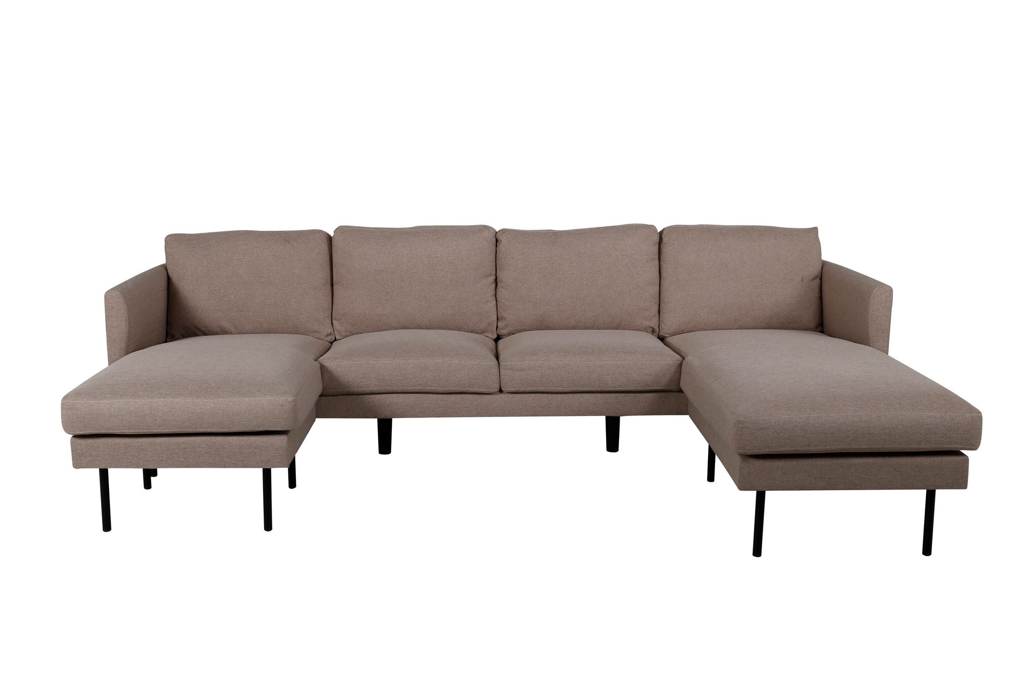 Venture Home Zoom U-Sofa - Black / Brown Fabric - vivahabitat.com