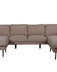 Venture Home Zoom U-Sofa - Black / Brown Fabric - vivahabitat.com