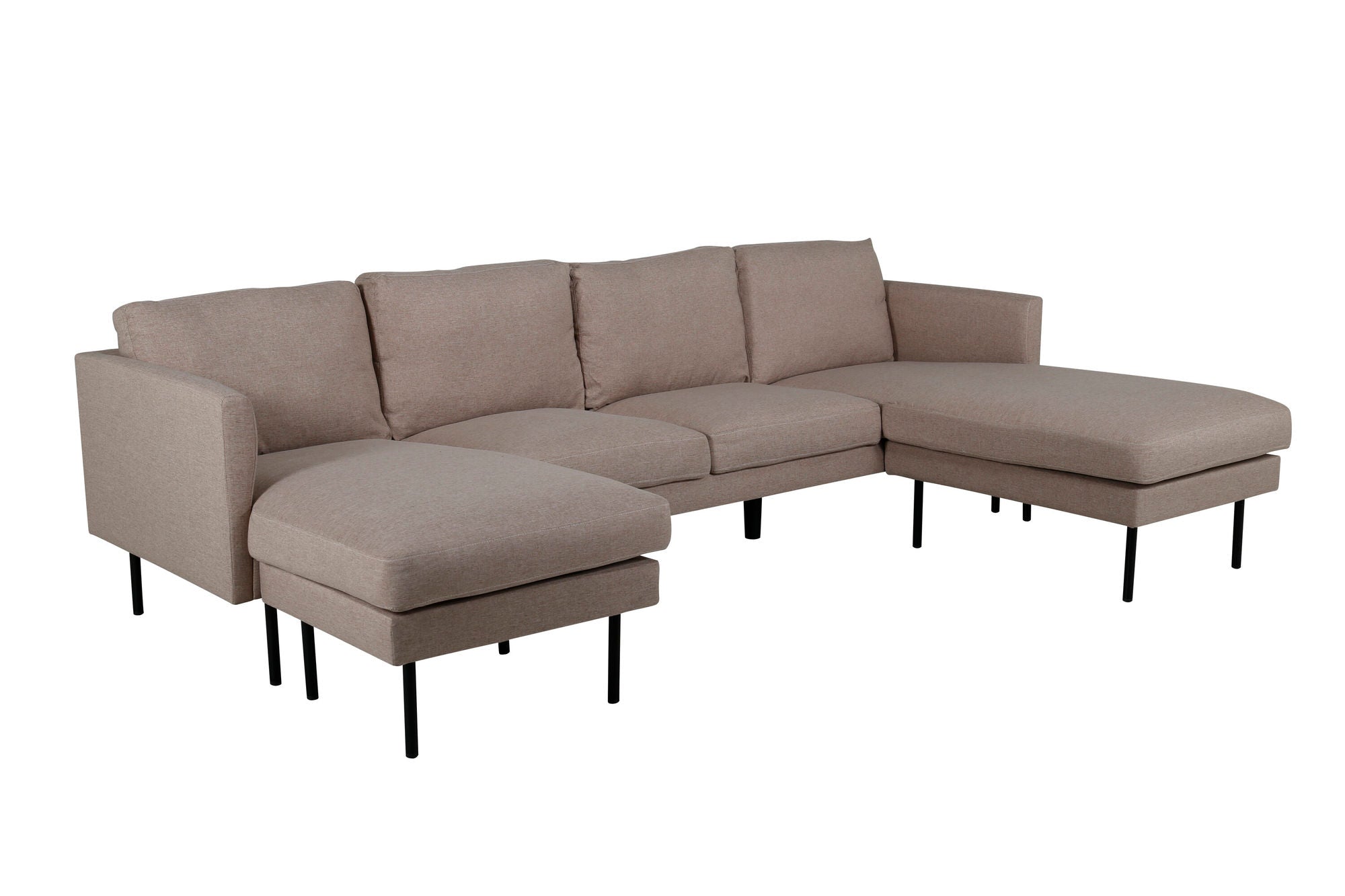 Venture Home Zoom U-Sofa - Black / Brown Fabric - vivahabitat.com